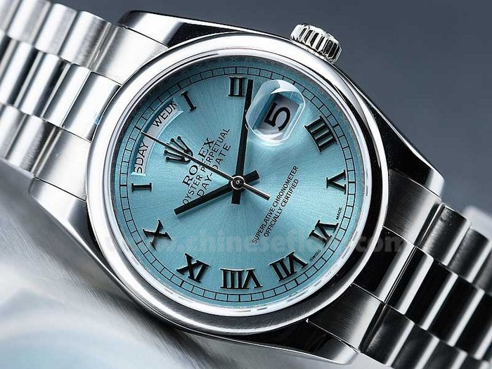 Swiss 2836 Rolex Oyster Perpetual Day-Date Ice Blue Roman Dial